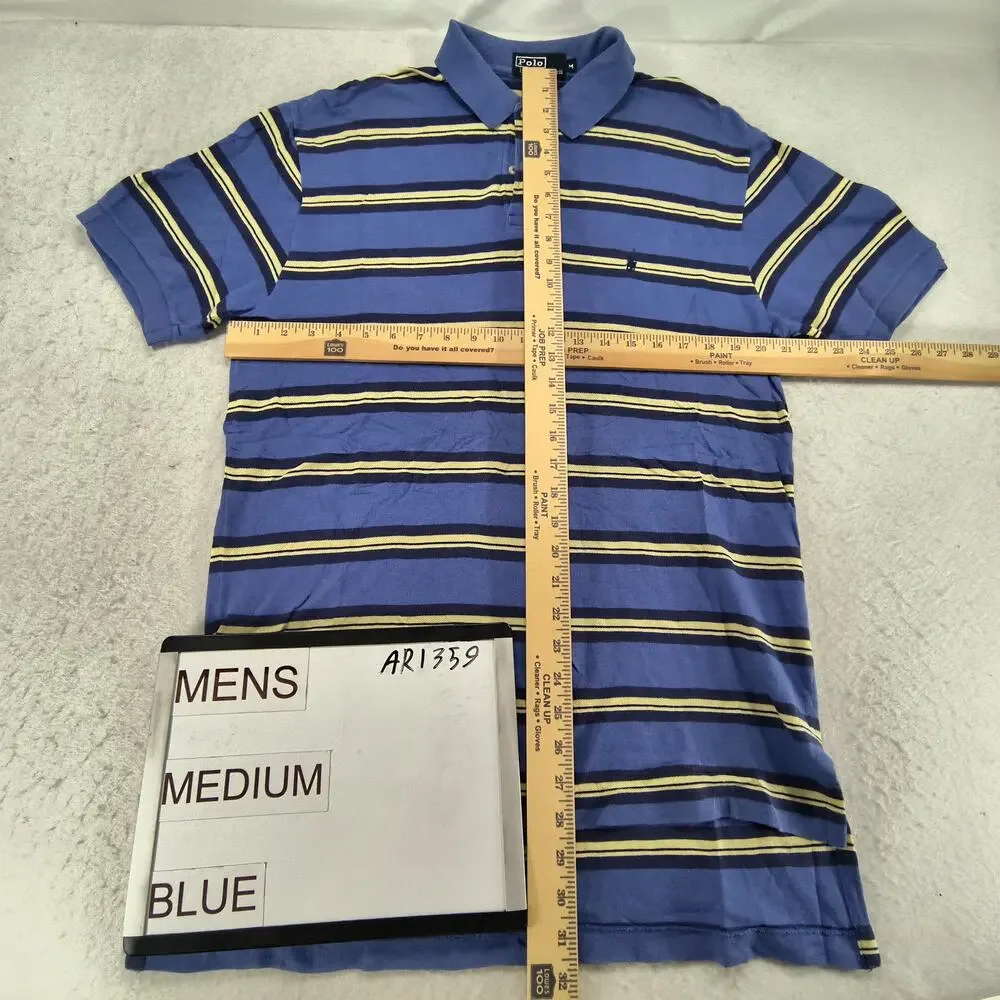 Polo by Ralph Lauren Casual Collared Polo Shirt Mens Size Medium M Blue White